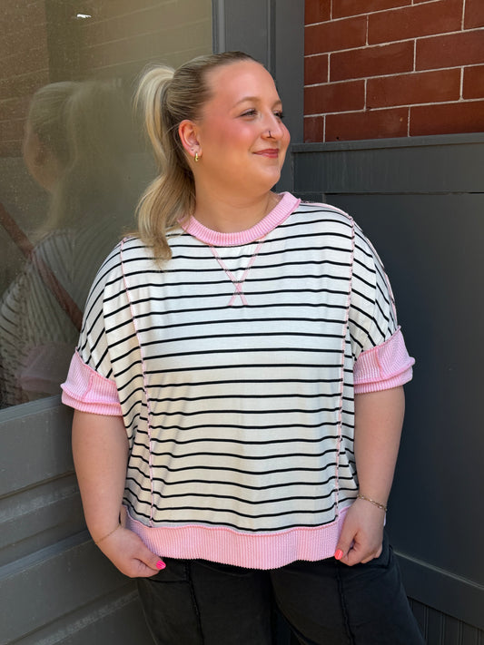 The Skylar Striped Short Sleeve Top